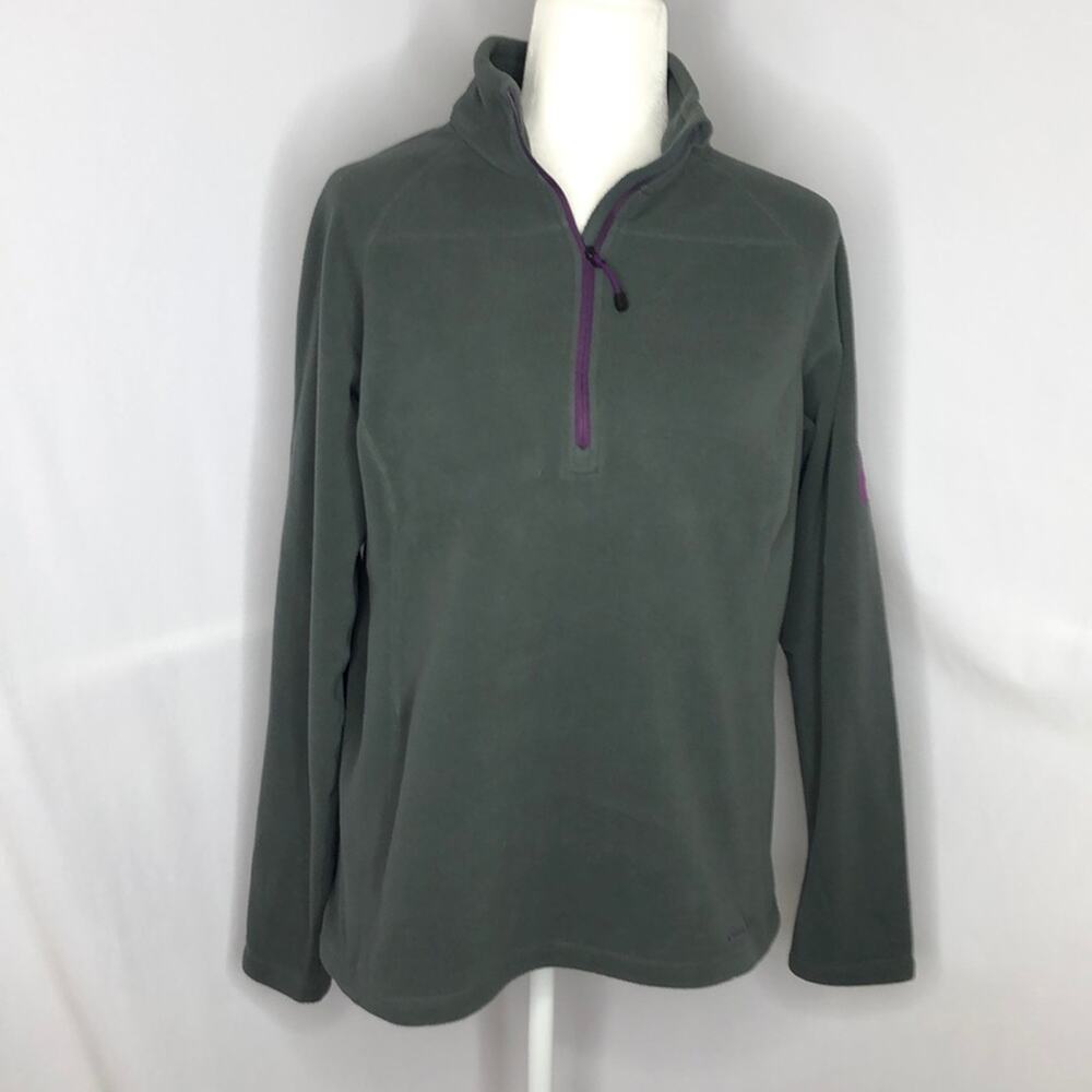 Eddie Bauer grey and purple pullover quarter zip